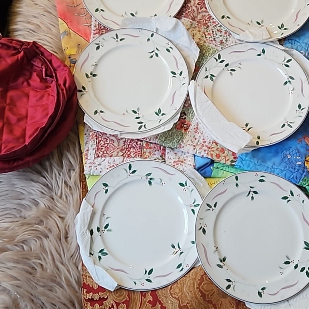 90s Bone Chintz Mikasa in my case set holly in handmade cloth storage case